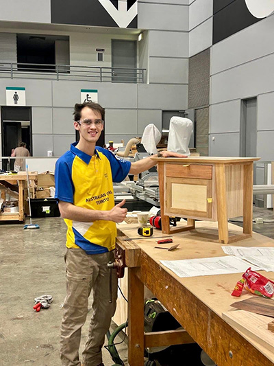 Charlie Elms with his first place creation