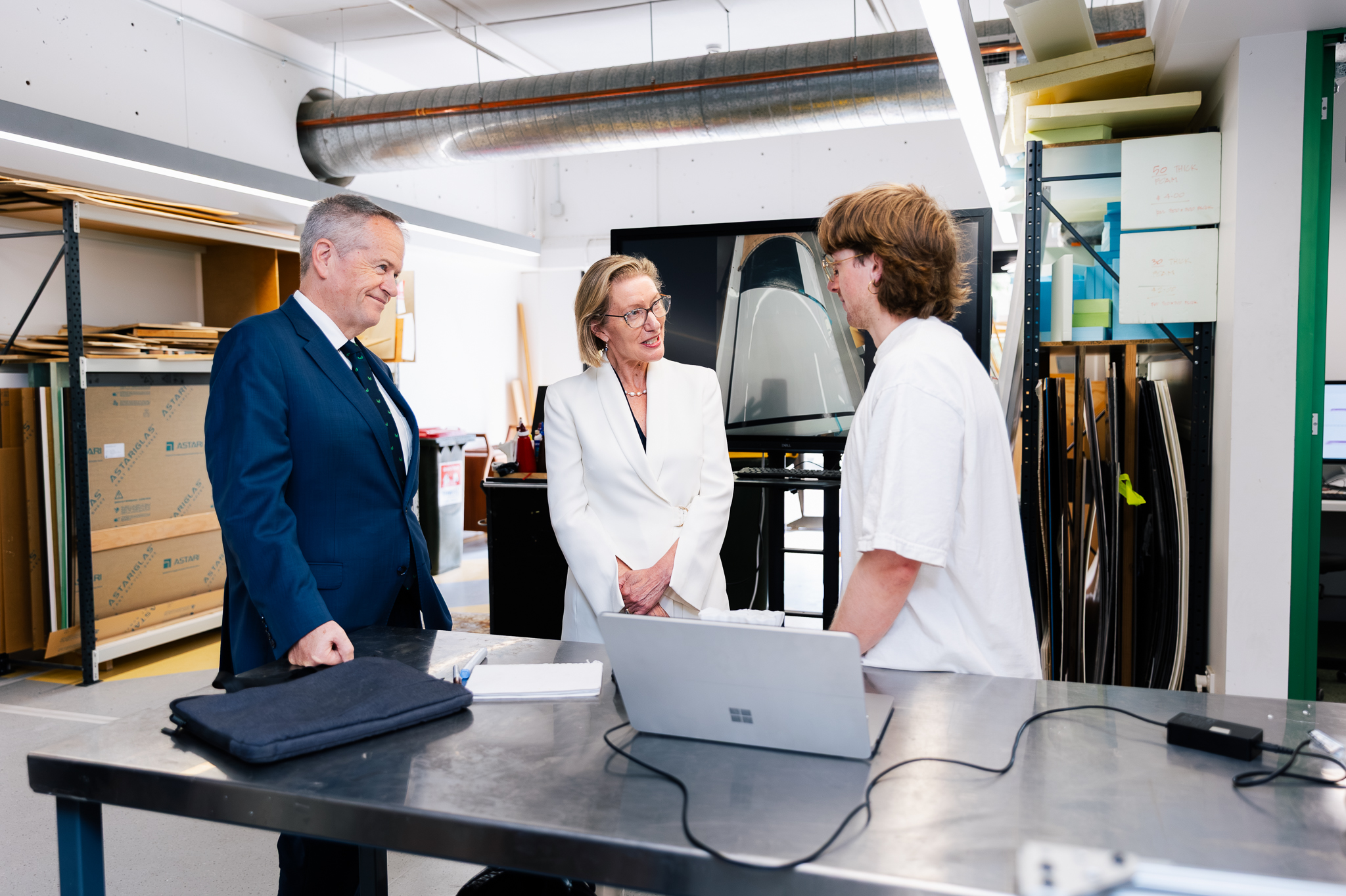 CIT CEO Dr Margot McNeill and UC VC Bill Shorten with student