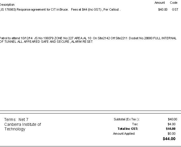 GST Applicable Invoice Example